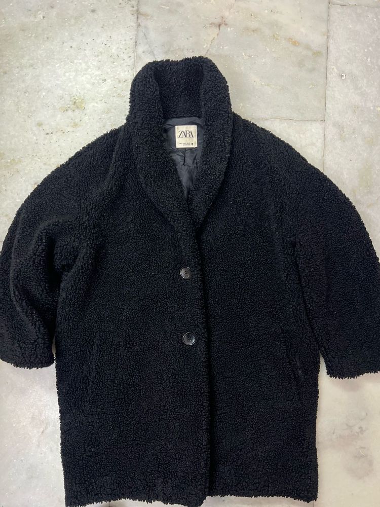 ZARA Black Sherpa Coat