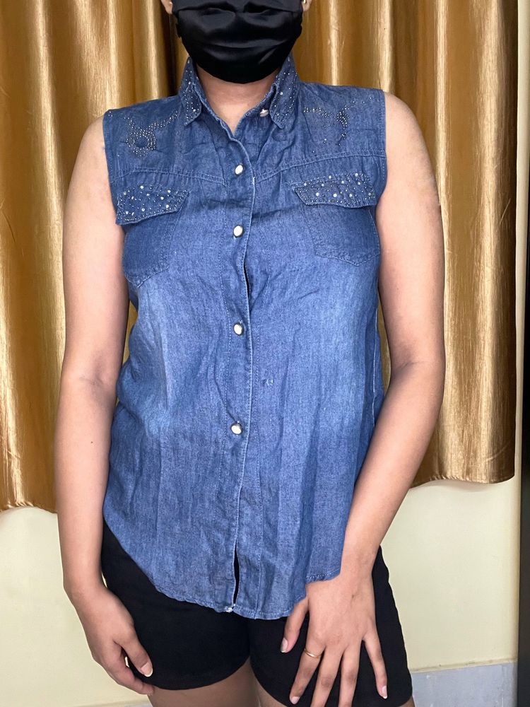 Sleeveless Denim Top