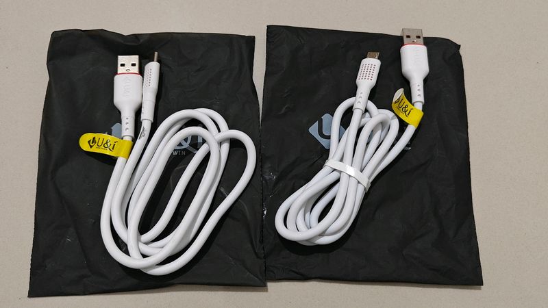 Data Cable Fast 2pcs  Micro USB V8 &amp; Type-C