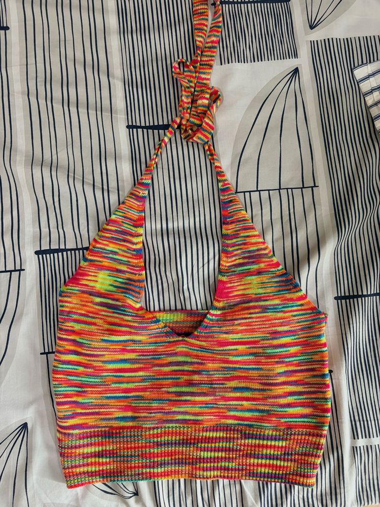 Colorful Knit Halter Top