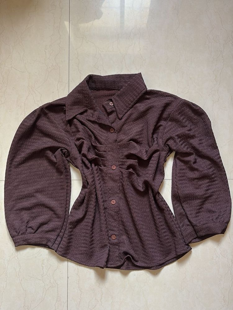 Chic Ruched Button-Up Top