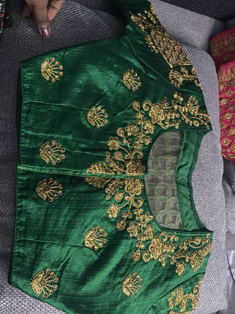 Elegant Emerald Green Embroidered Blouse