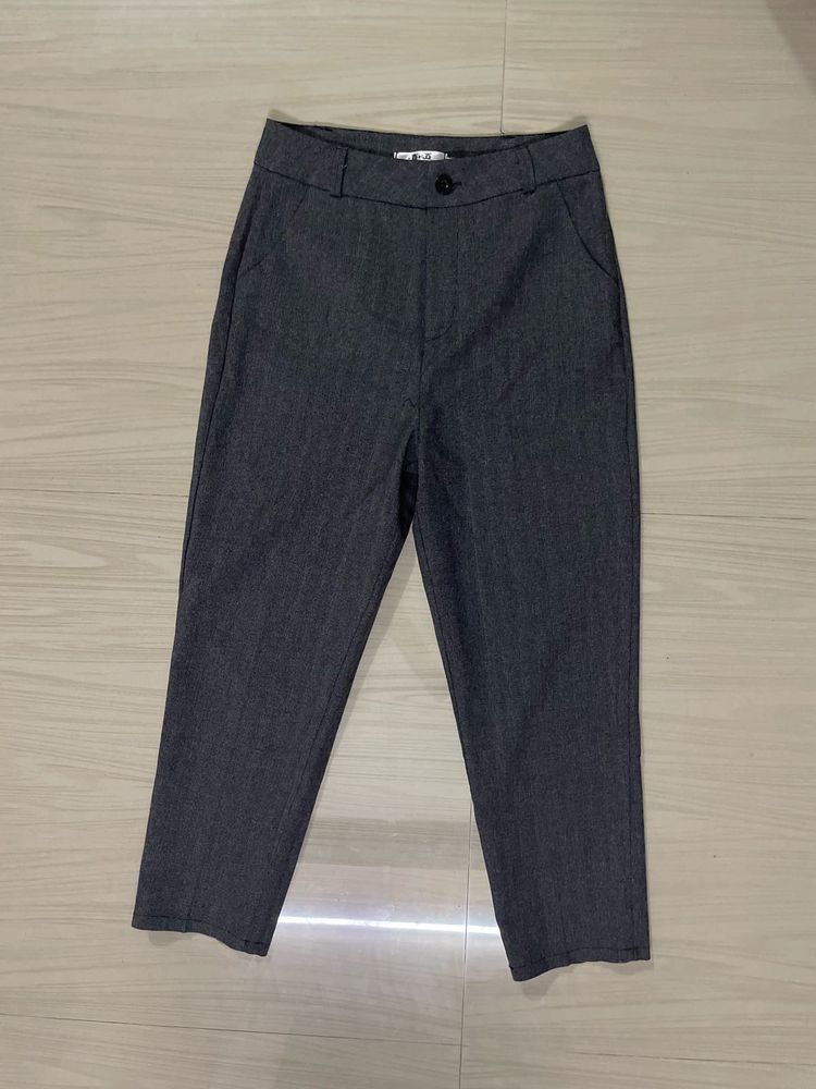 Stylish Dark Grey Herringbone Pants