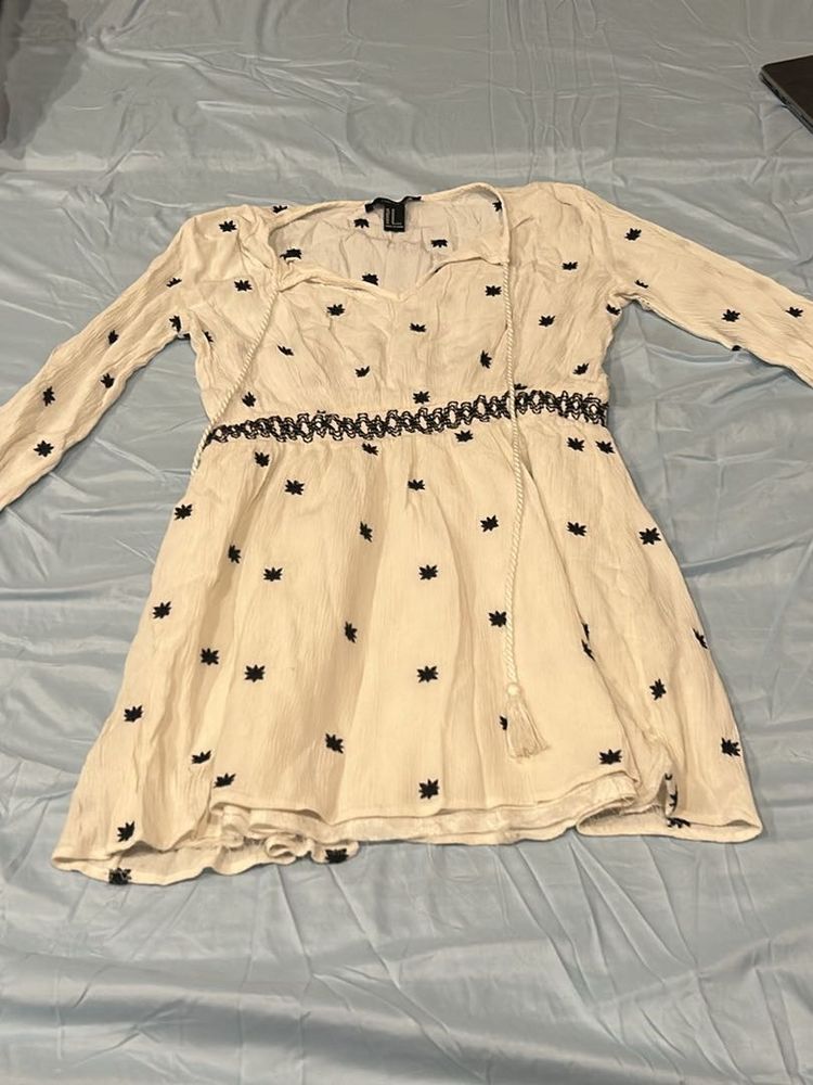 White Embroidered Mini Dress