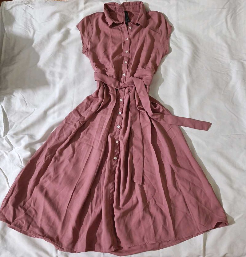 Onion Pink Casual Midi Dress