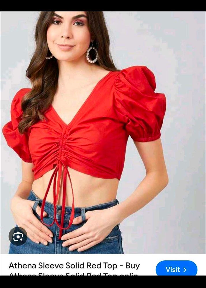 Stylish Red Ruched Crop Top
