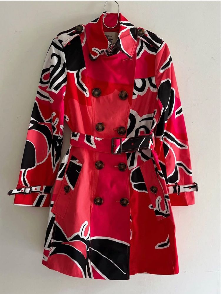 Abstract Print Trench Coat