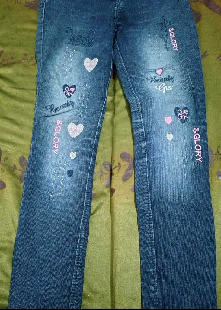 Cute Embellished Denim Jeans