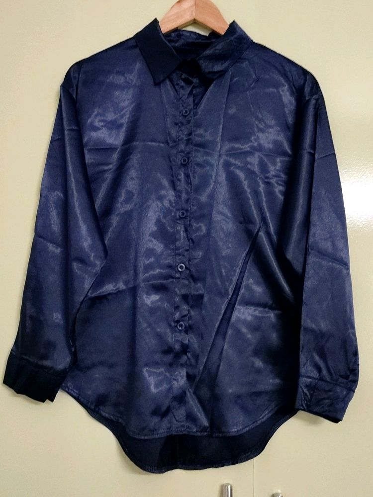 Navy Blue High Quality Sat in Women Shirt 42"-44"