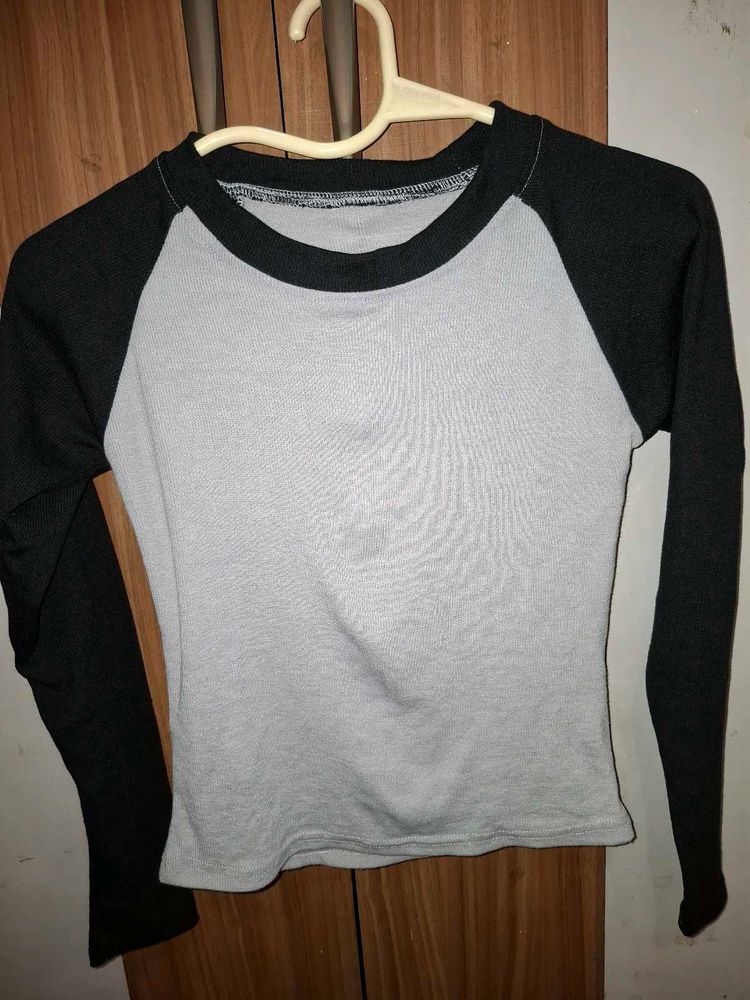 Grey &amp; Black Long Sleeve Raglan Tee