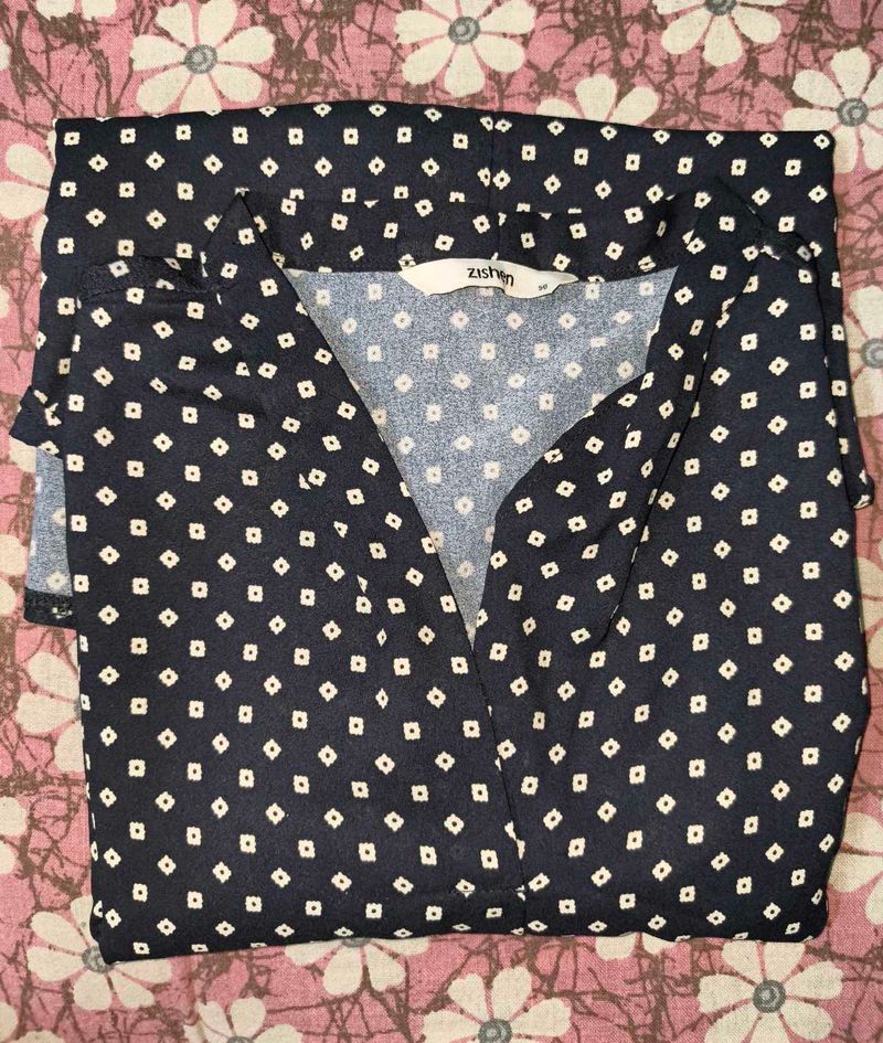 Stylish Women's Dark Blue Printed Top