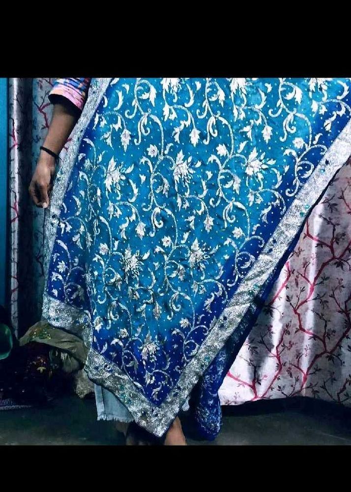 Embroidered Blue Dupatta