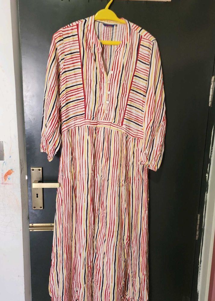 Striped Button-Up Midi Dress