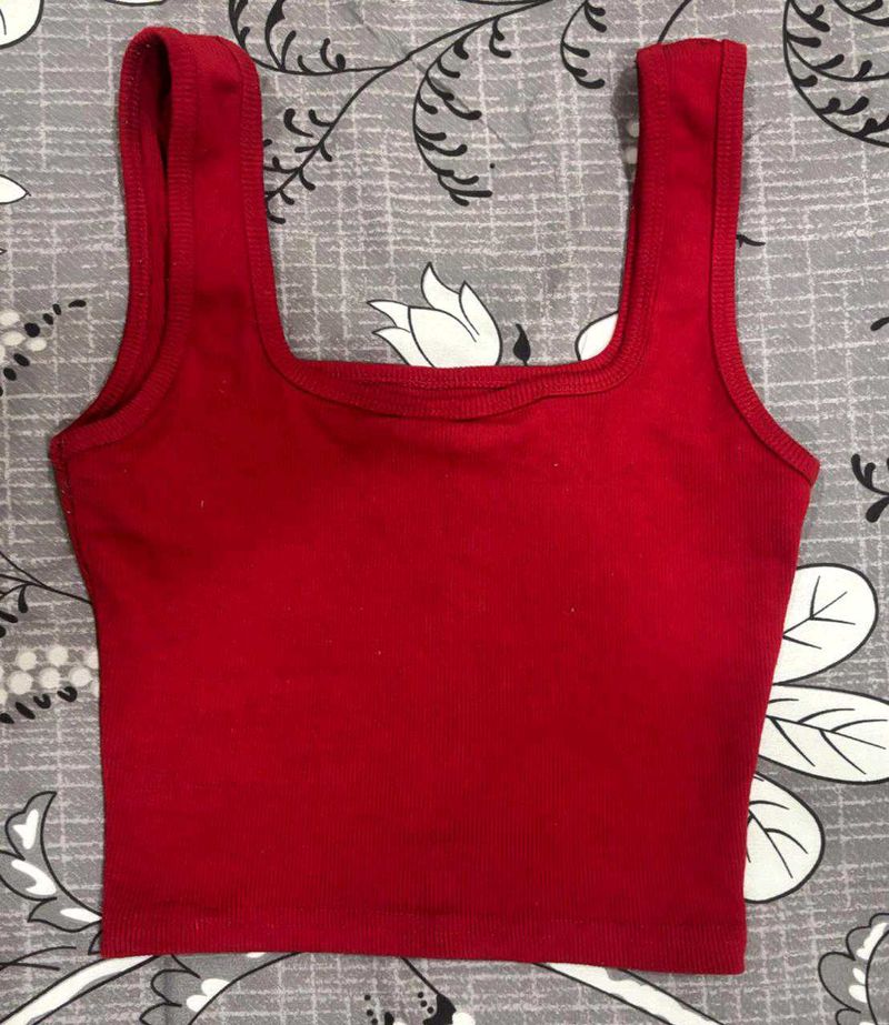 solid red tube top