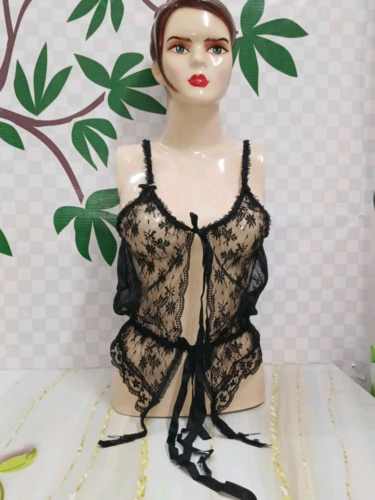 (100)Black Lace Lingerie Set