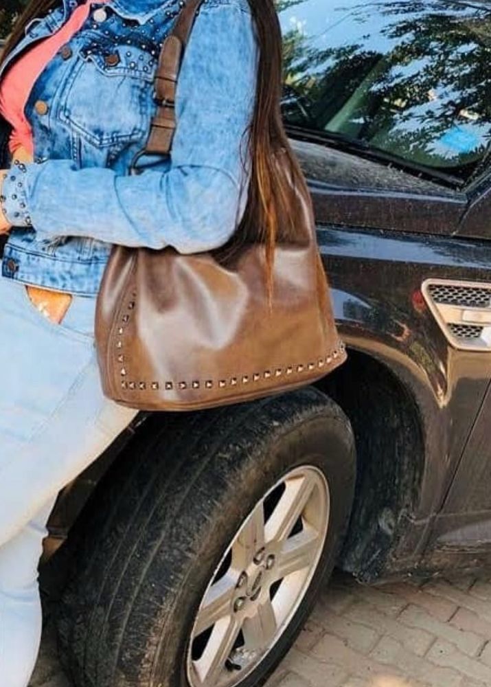 Brown Hobo/Tote/shoulder Bag with Studs