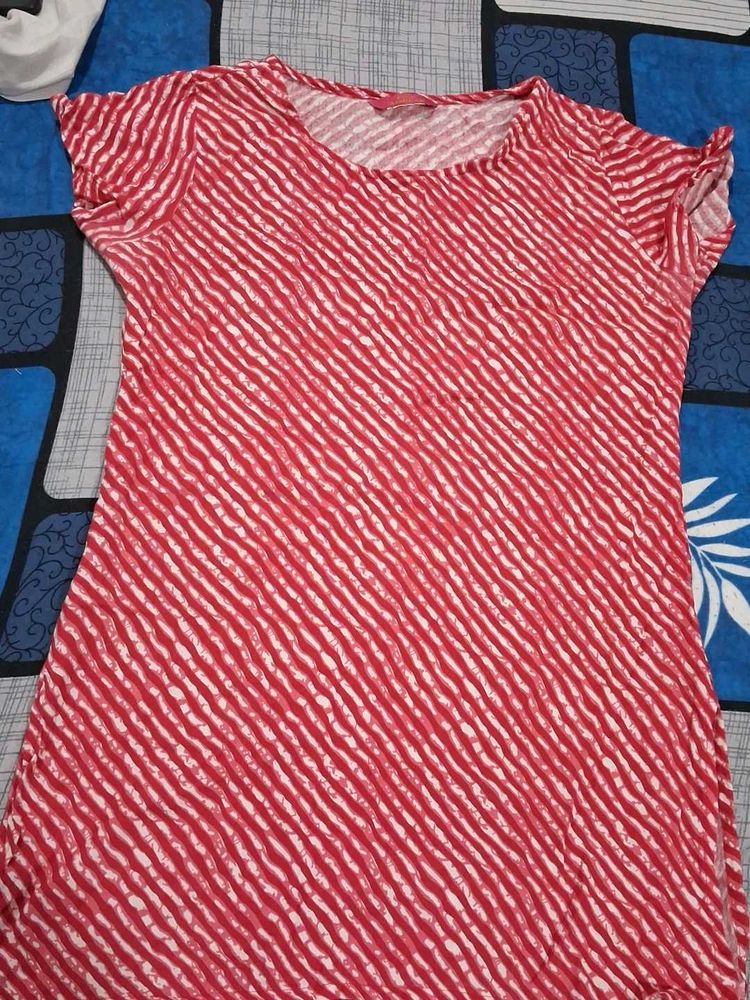 Red &amp; White Striped Tunic Top