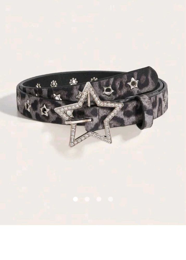 Leopard Print Star Buckle Belt