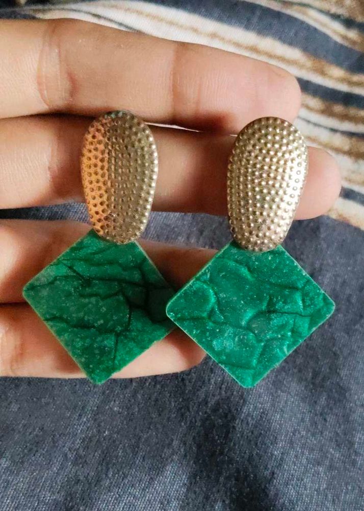 Boho Green Diamond Earrings