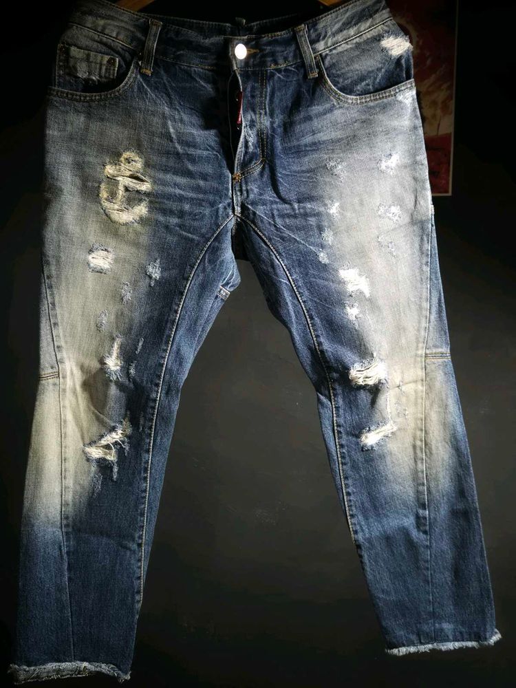 Distressed Blue Jeans