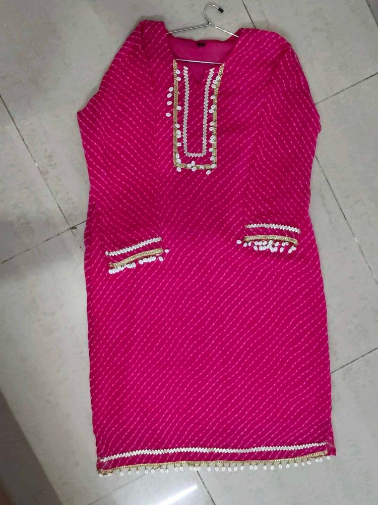 Pink Leheriya Kurtil