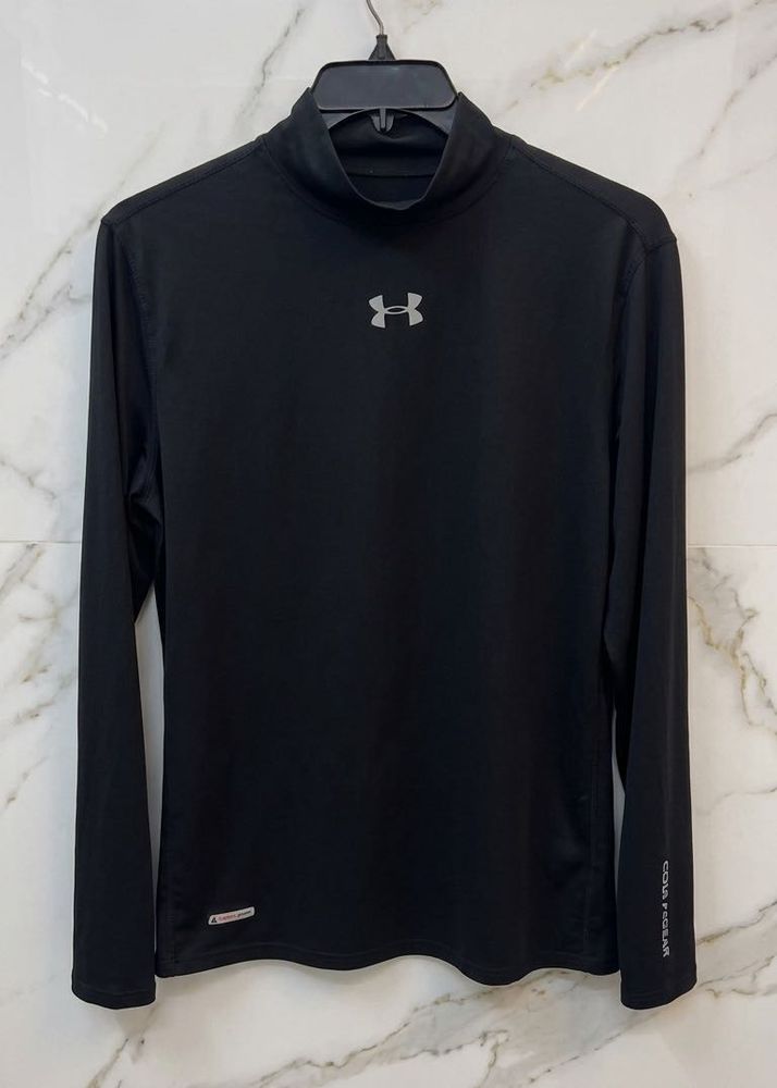 XL-Under Armour Black Long Sleeve Mock Neck Top