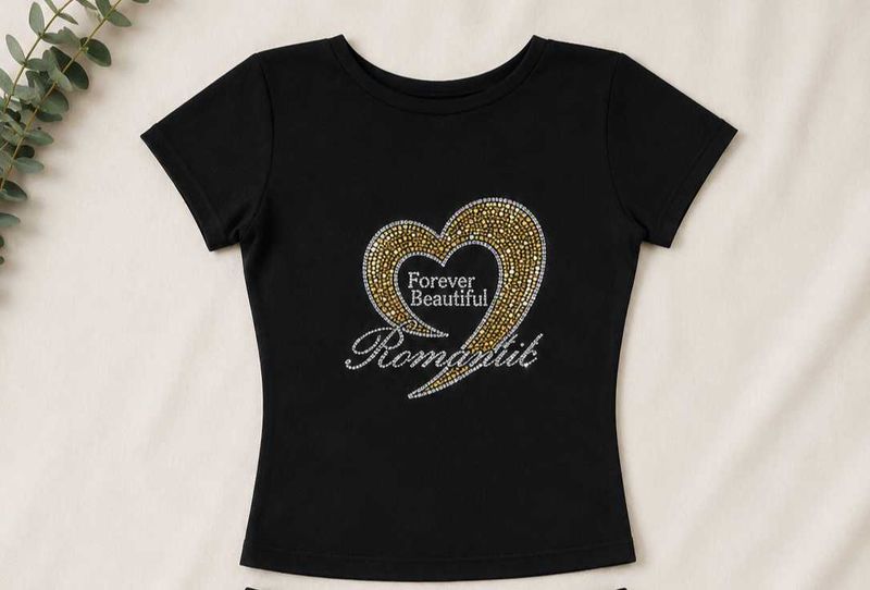 Sparkly Heart Rhinestone T-Shirt