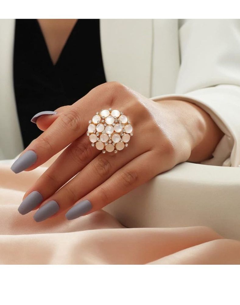 Luminous Pearl Bloom Statement Ring