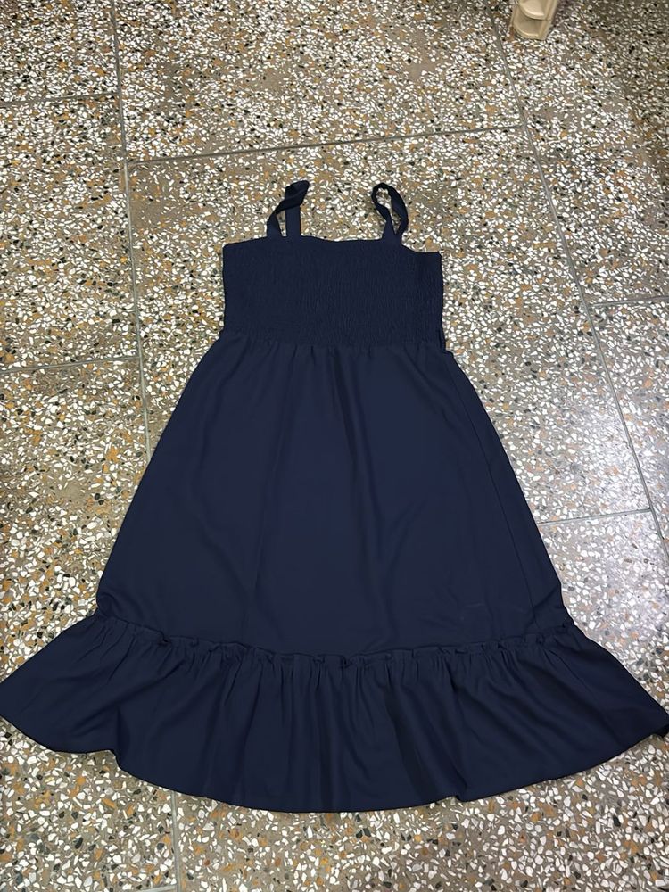 Navy Blue Tier Strappy Dress