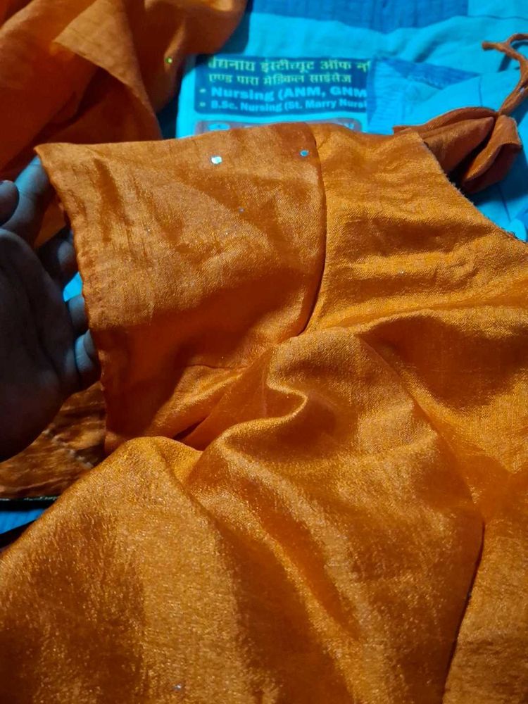 Orange Silk Blouse with Embellishments