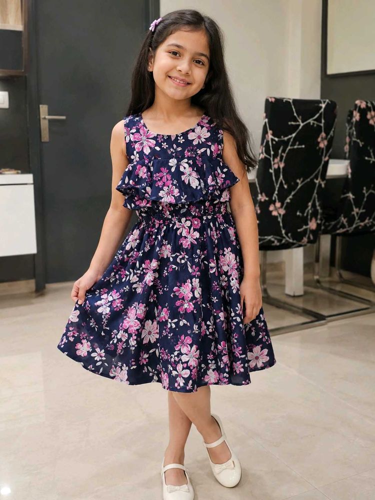 Cute Floral Print Dress for Girls