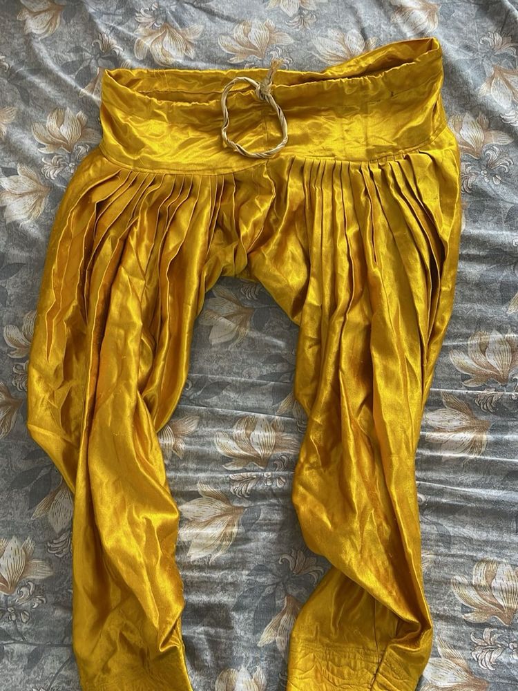 Vibrant Yellow Patiala Salwar and blue plazo