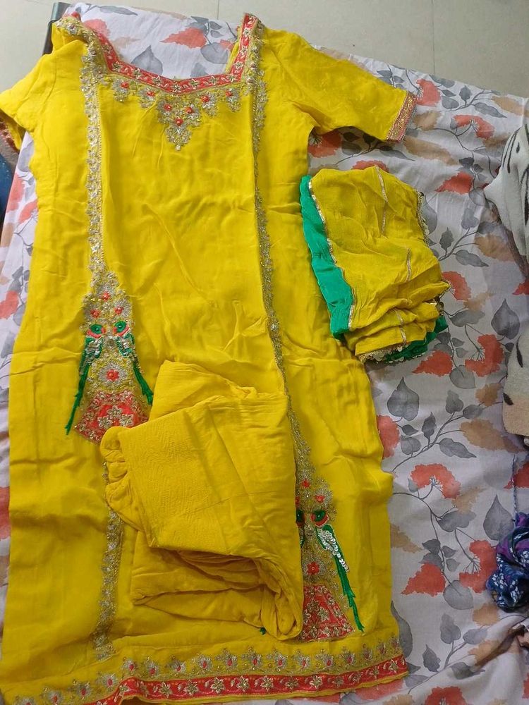Vibrant Yellow Embroidered Kurta Set