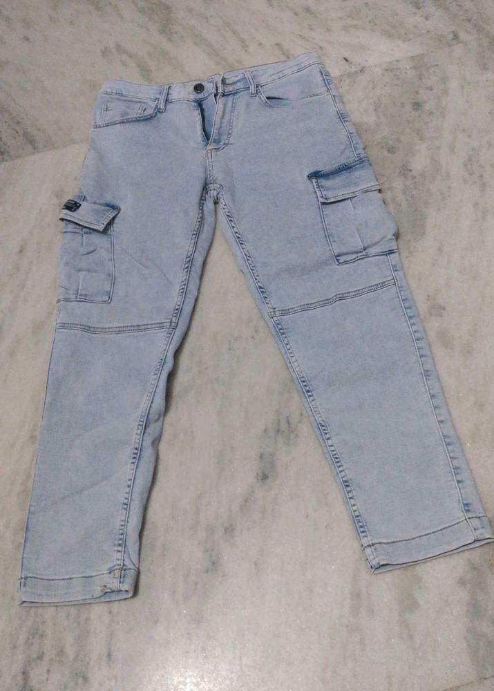Light Wash Cargo Jeans
