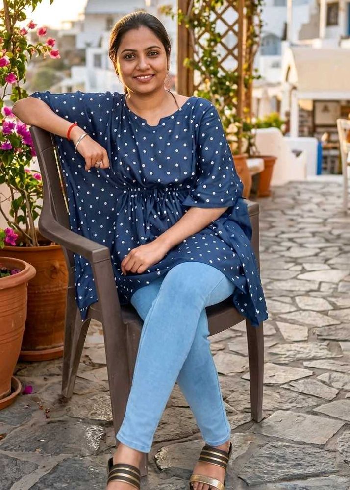 Navy Blue Polka Dot Kaftan