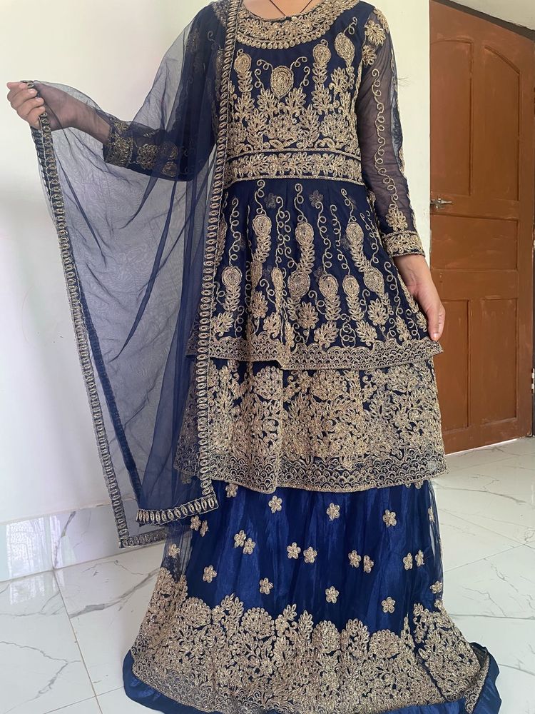 Anarkali-style kurti paired with a lehenga