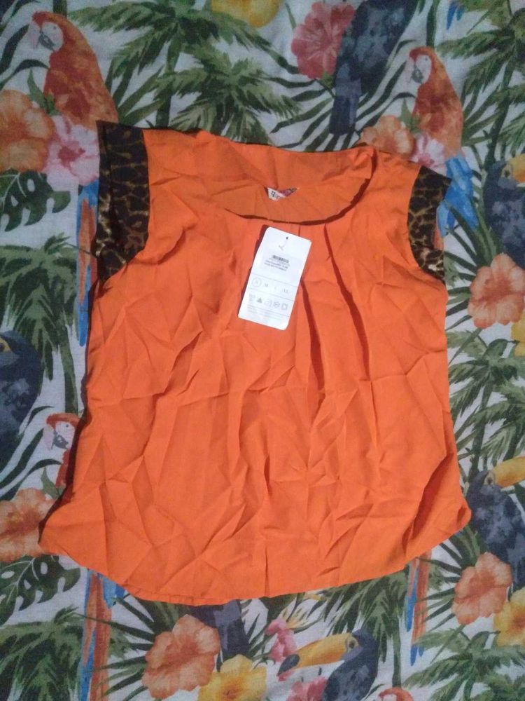 Vibrant Orange Sleeveless Top