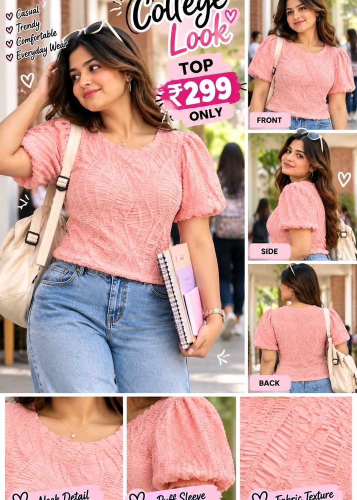 Chic Puff Sleeve Textured Top Size M-L 34"-38"