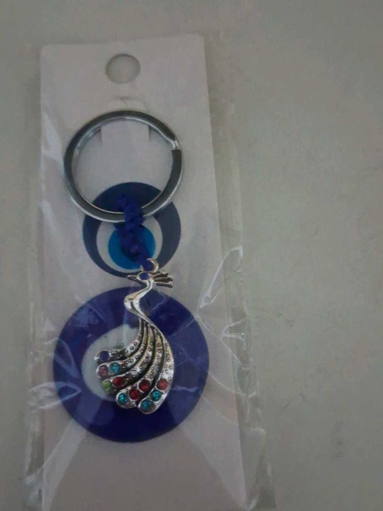 Peacock Evil Eye Keychain
