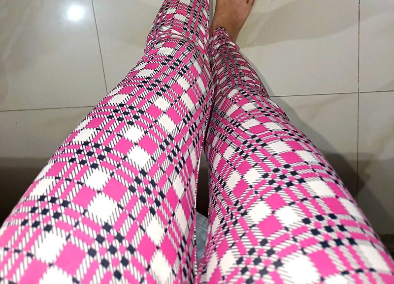 Dark pink (Rose) printed Jeggins