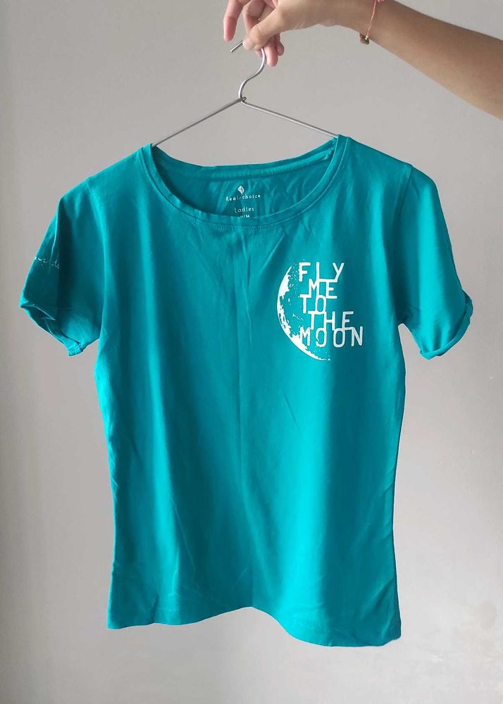 Teal Moon Print T-Shirt