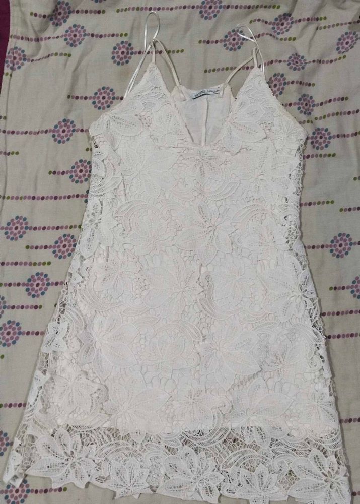 White Lace Mini Dress