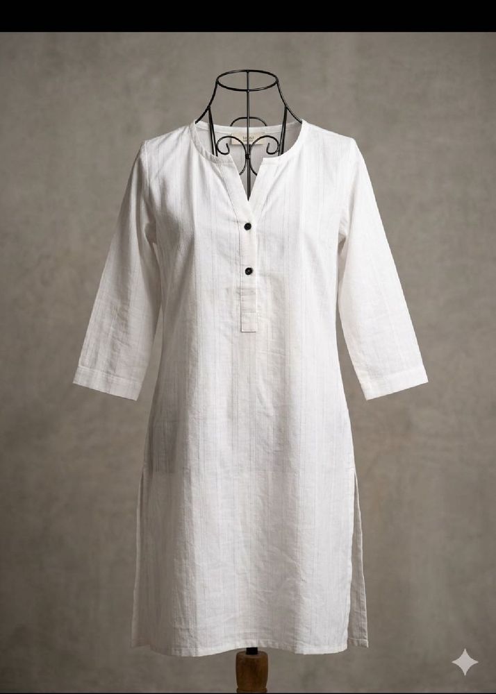 Elegant White Cotton Kurta