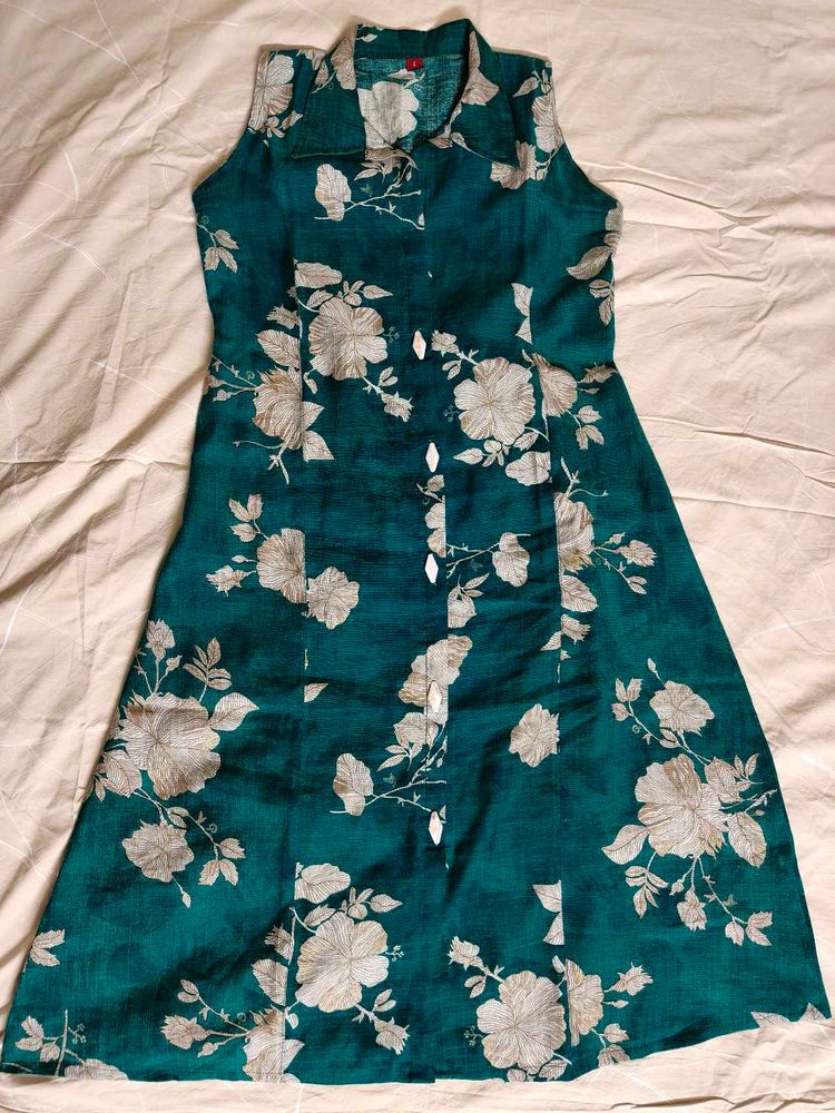 Stylish Teal Floral Sleeveless co-ord set