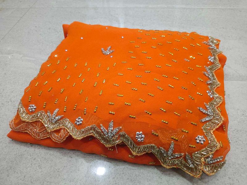 Orange Embroidered Saree