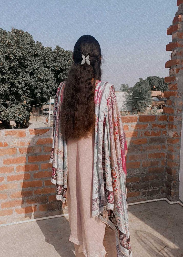 Elegant Printed Shawl &amp; Blush Outfit