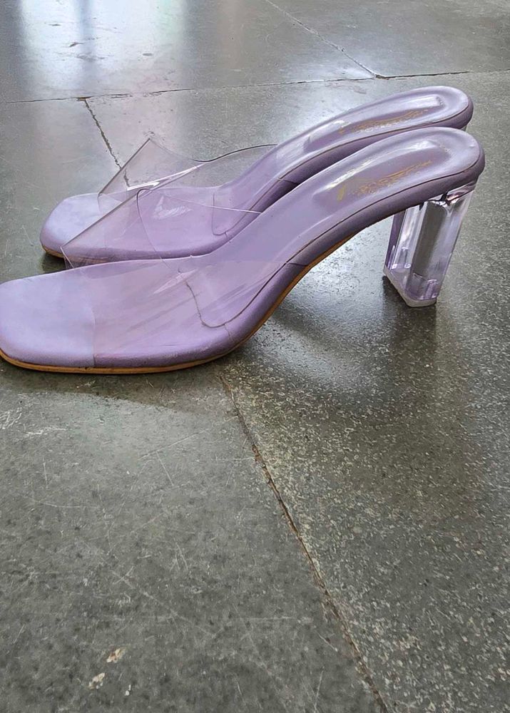Stylish Lavender Clear Block Heels