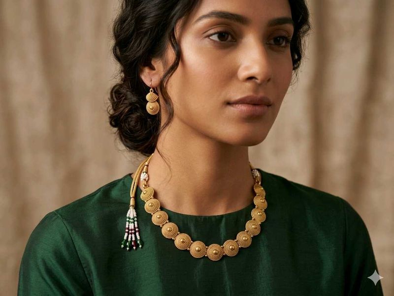Elegant Gold Toned Necklace &amp; Earrings Set