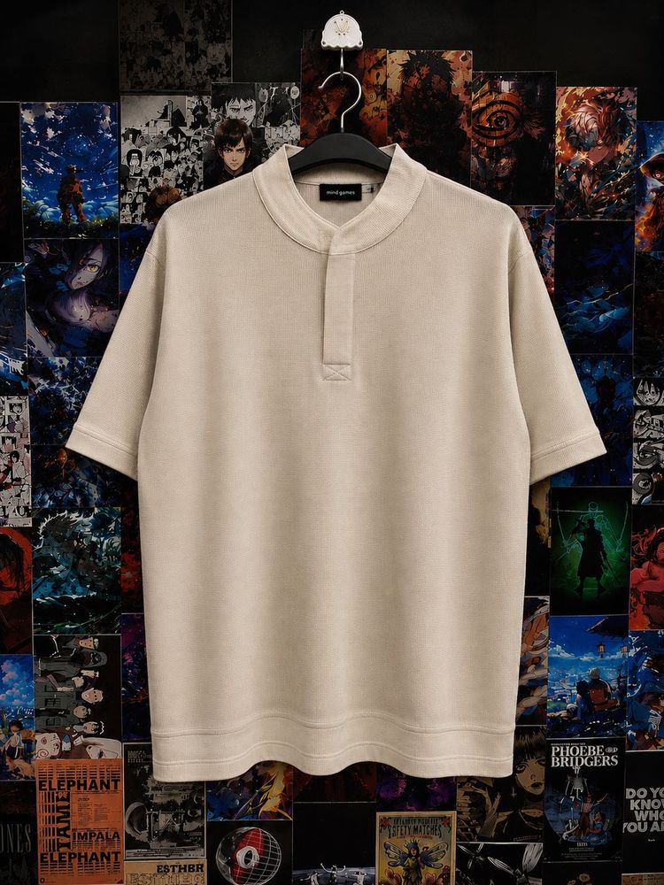 Men's Beige Henley Shirt