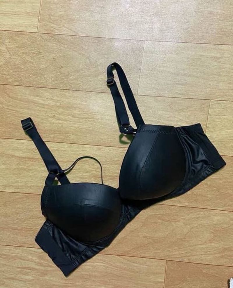 Black Leatherette Tee Bra